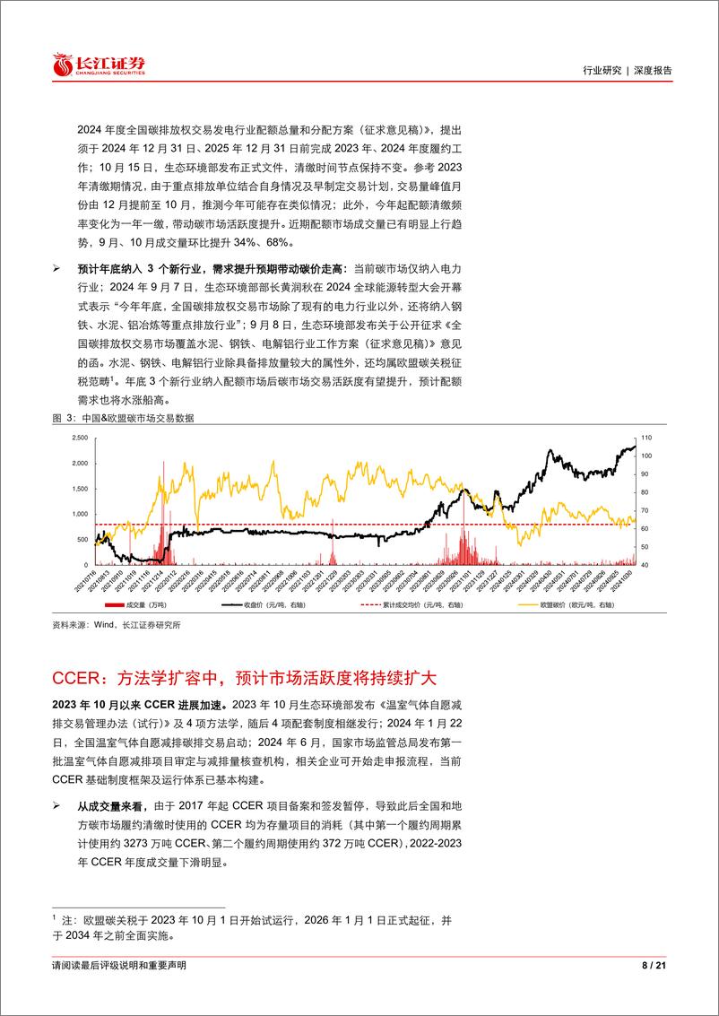 《环保行业双碳跟踪：碳价再创新高，水泥、钢铁、电解铝预计年底纳入碳市场-241111-长江证券-21页》 - 第8页预览图