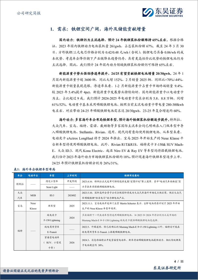 《湖南裕能-301358.SZ-铁锂龙头份额持续扩张，加工费触底盈利有望逐步修复-20240402-东吴证券-11页》 - 第4页预览图