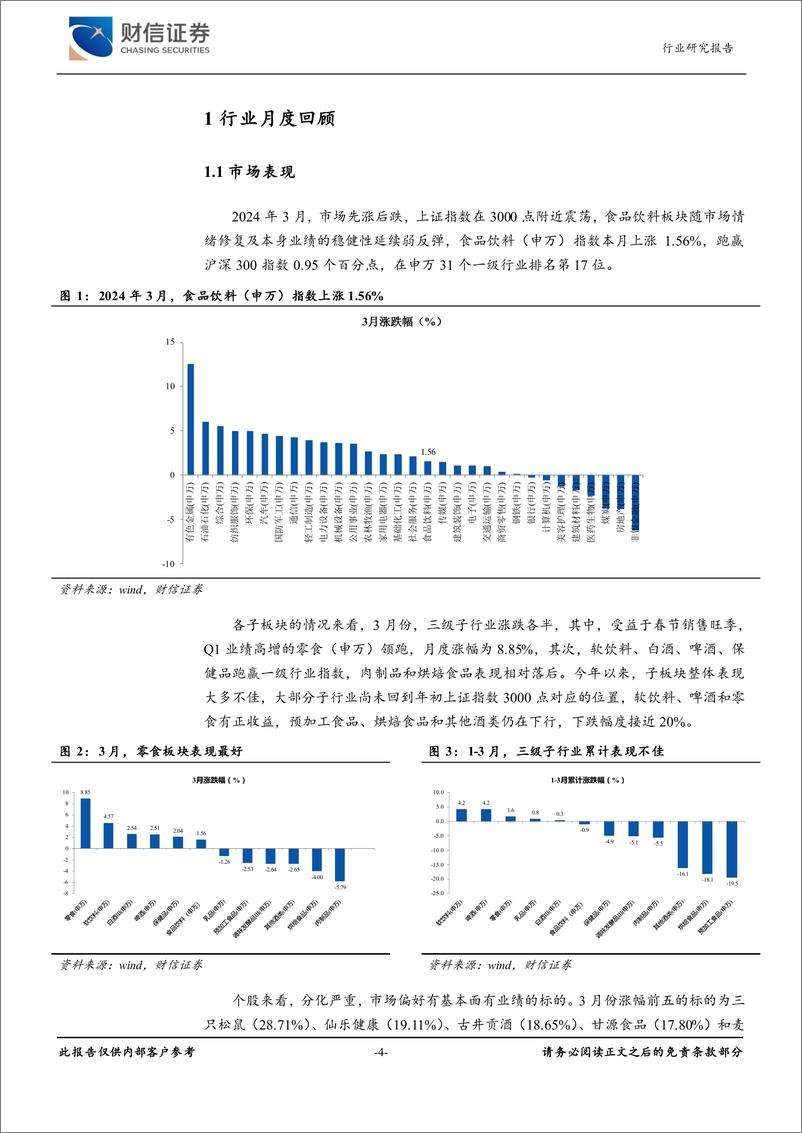 《食品饮料行业月度点评：曲折前行，业绩为锚-240417-财信证券-16页》 - 第4页预览图