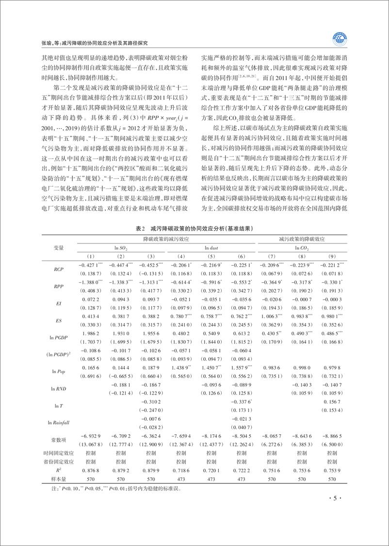 《减污降碳的协同效应分析及其路径探究》 - 第5页预览图