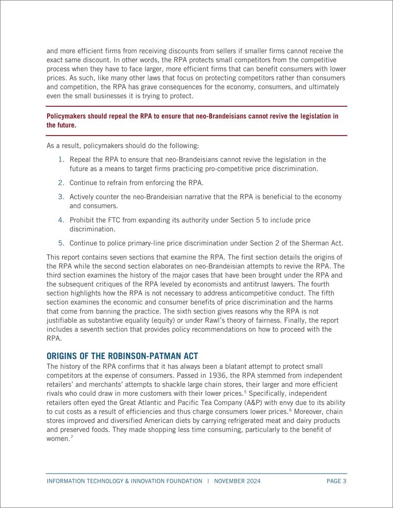 《ITIF-不，恢复罗宾逊-帕特曼法案不会带来更多的竞争或更好的经济（英）-2024.11-17页》 - 第3页预览图