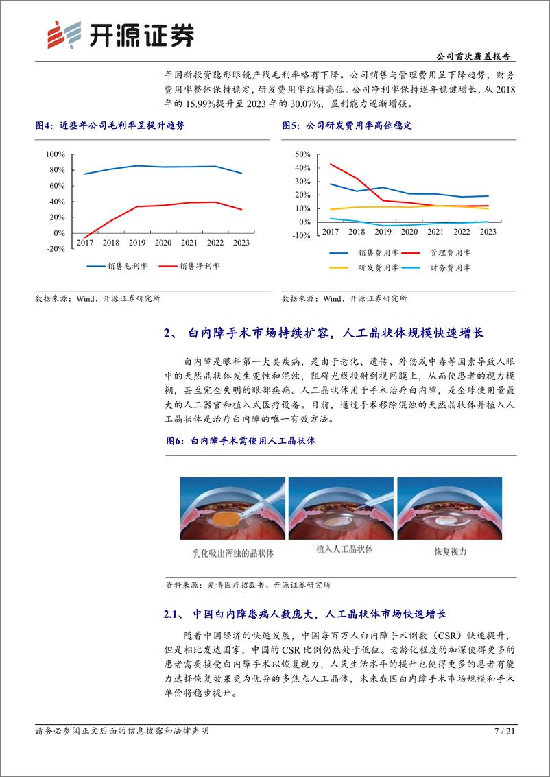 《爱博医疗(688050)公司首次覆盖报告：国产人工晶体标杆企业，掘金隐形眼镜蓝海市场-240626-开源证券-21页》 - 第7页预览图