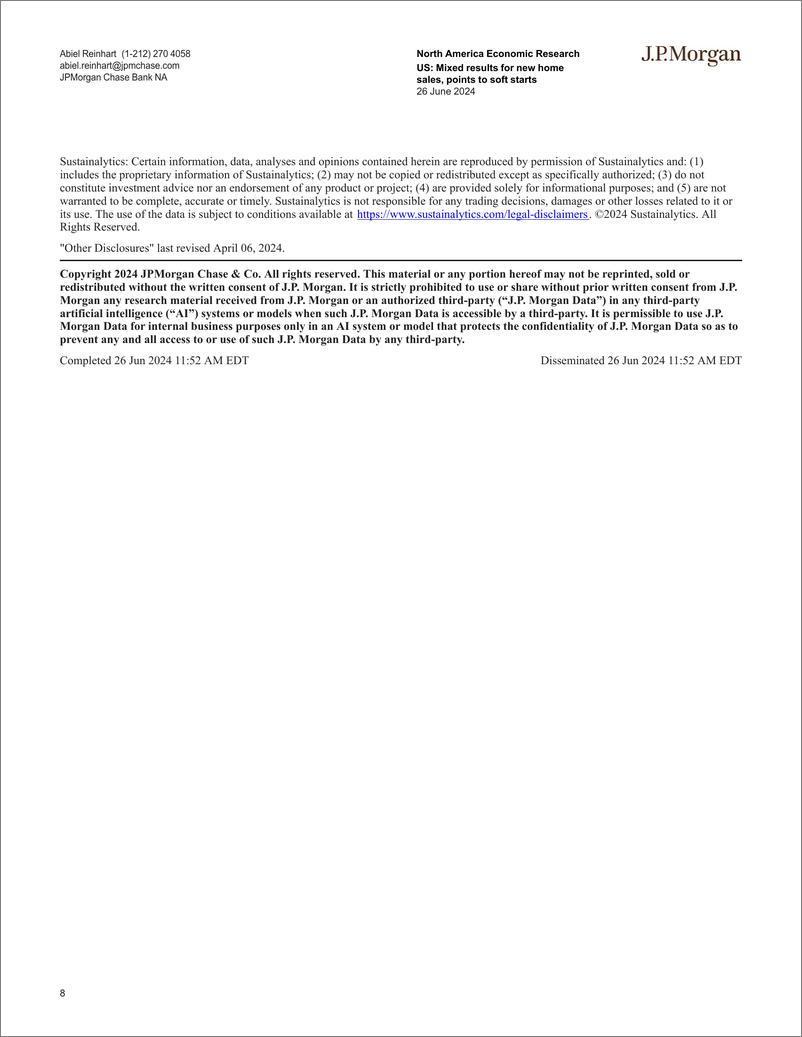 《JPMorgan Econ  FI-US Mixed results for new home sales, points to soft starts-108875592》 - 第8页预览图