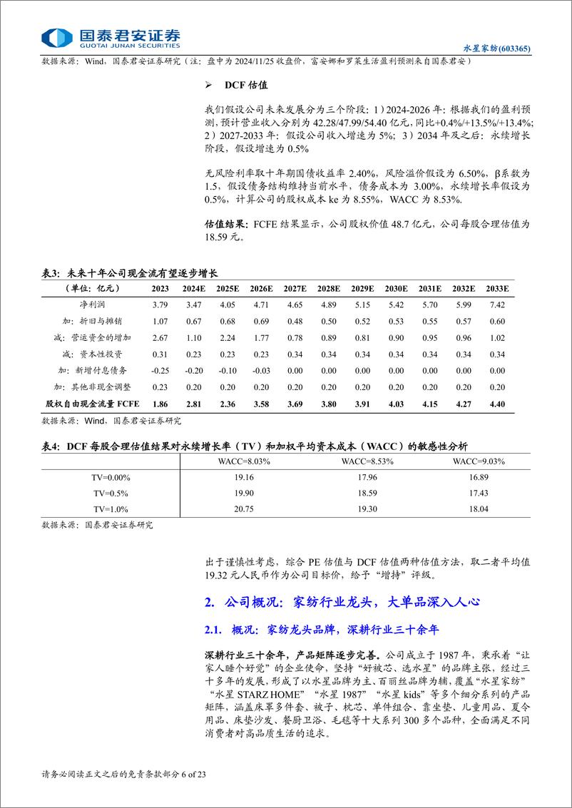 《水星家纺(603365)首次覆盖报告：家纺行业龙头，大单品战略持续推进-241126-国泰君安-23页》 - 第6页预览图