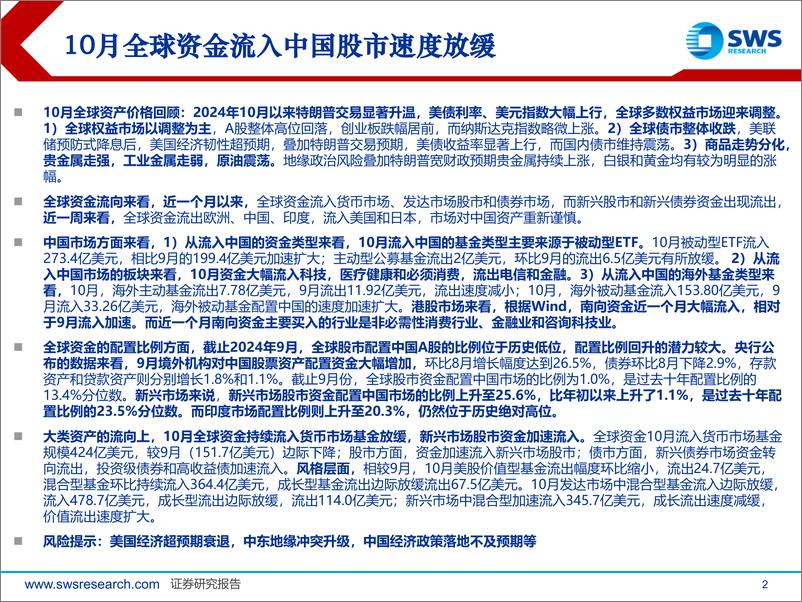 《全球资产配置资金流向月报(2024年10月)：全球资金流入中国市场速度放缓-241106-申万宏源-27页》 - 第2页预览图