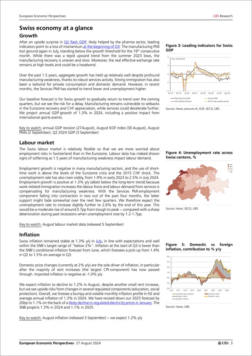 《UBS Economics-European Economic Perspectives _Switzerland quarterly All y...-110024946》 - 第3页预览图