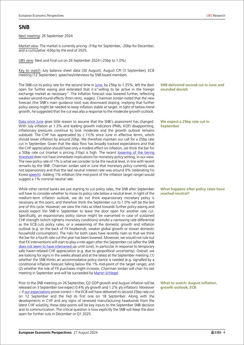 《UBS Economics-European Economic Perspectives _Switzerland quarterly All y...-110024946》 - 第4页预览图