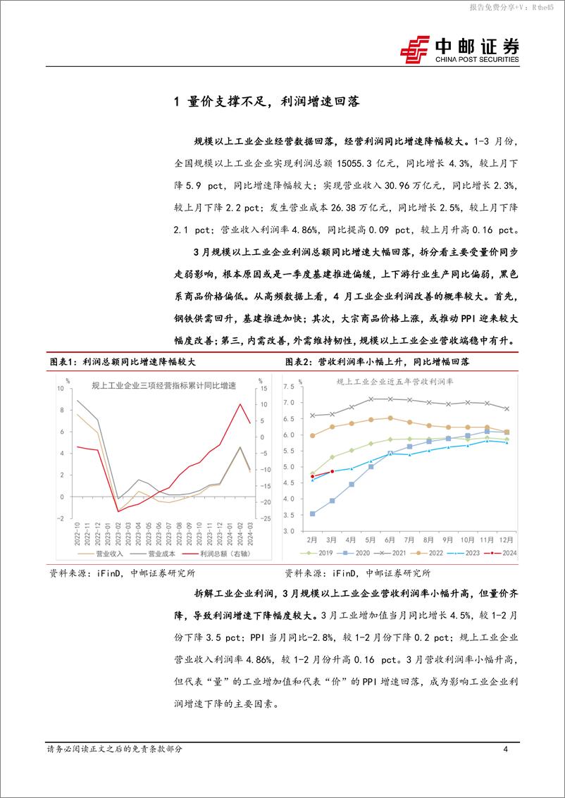 《3月工业企业利润解读：量价因素改善，4月或迎回升-240428-中邮证券-11页》 - 第4页预览图