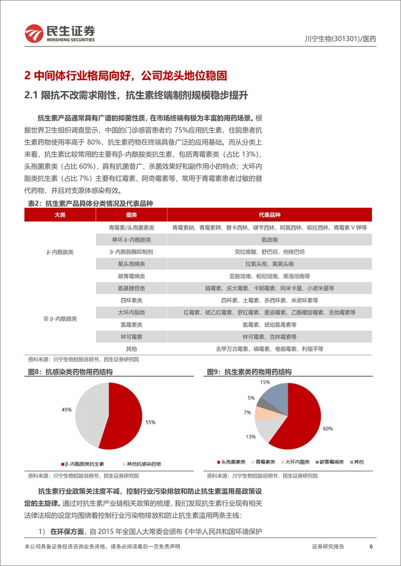 《川宁生物(301301)抗生素龙头格局再优化，合成生物学拓宽成长边界-240801-民生证券-34页》 - 第6页预览图