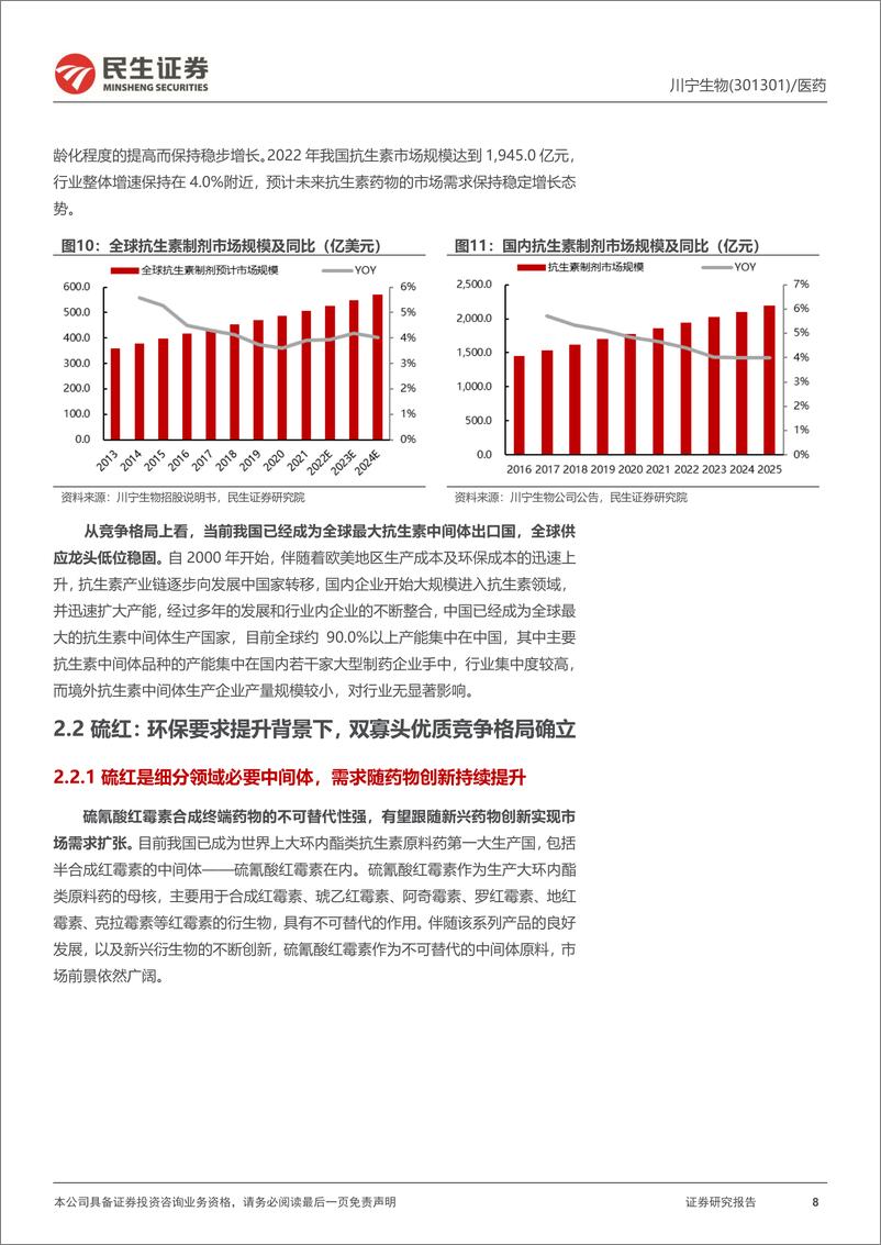 《川宁生物(301301)抗生素龙头格局再优化，合成生物学拓宽成长边界-240801-民生证券-34页》 - 第8页预览图