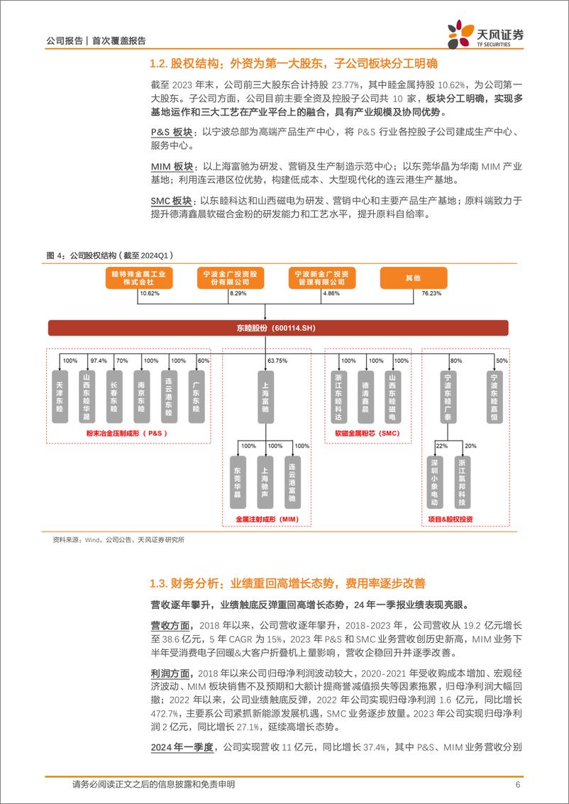 《天风证券-东睦股份-600114-三大业务协同共进，MIM铰链乘风折叠屏放量大周期》 - 第6页预览图