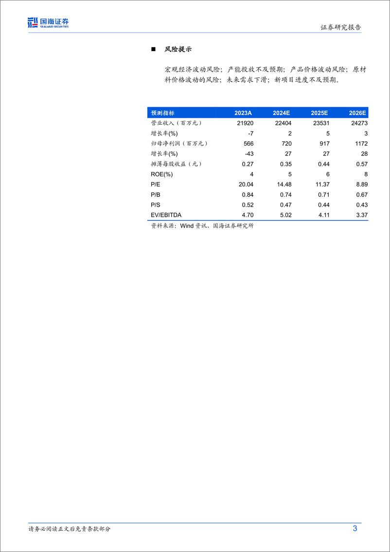 《三友化工(600409)2024年中报点评：2024Q2业绩同比大增，在建项目有序推进-240831-国海证券-12页》 - 第3页预览图