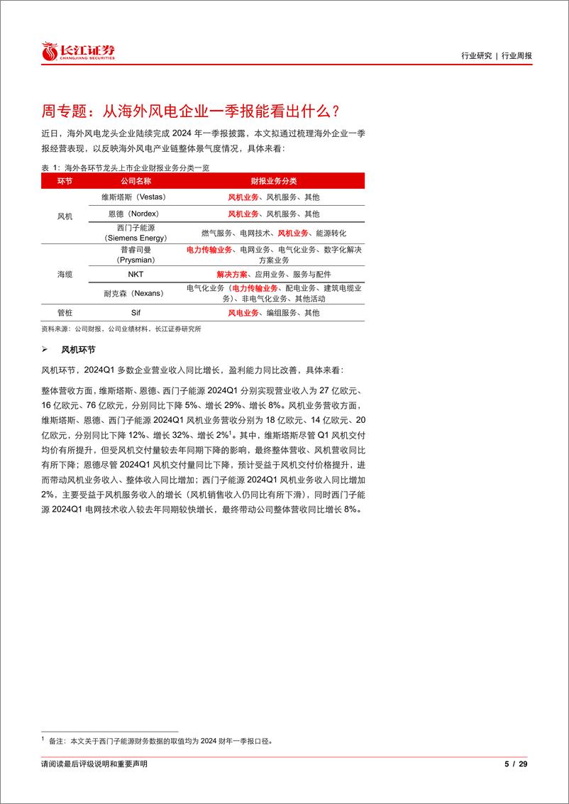 《电气设备行业：从海外风电企业一季报能看出什么？-240520-长江证券-29页》 - 第5页预览图