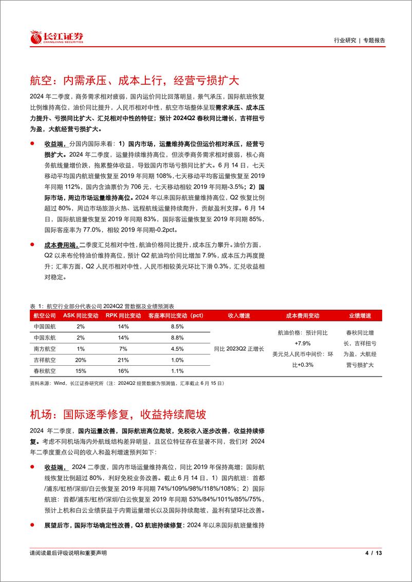 《交运行业2024Q2业绩前瞻：外需链货流高景气，内需亮点看平价消费-240621-长江证券-13页》 - 第4页预览图