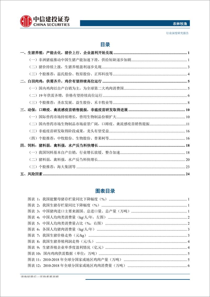 《农林牧渔行业：猪、鸡共振向上，动保左侧布局-20190830-中信建投-29页》 - 第3页预览图