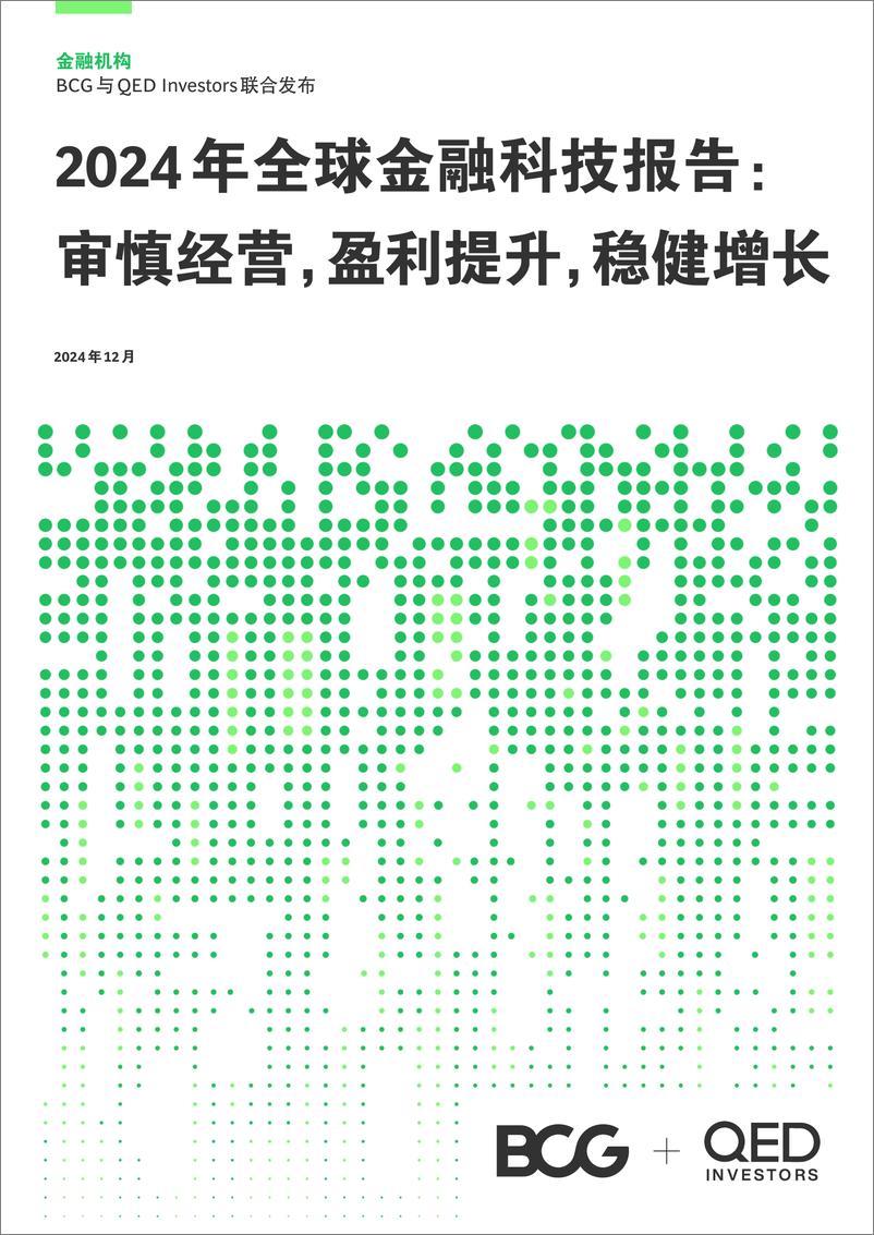 《2024年全球金融科技报告：审慎经营，盈利提升，稳健增长-BCG&QED Investors-2024.12-28页》 - 第1页预览图