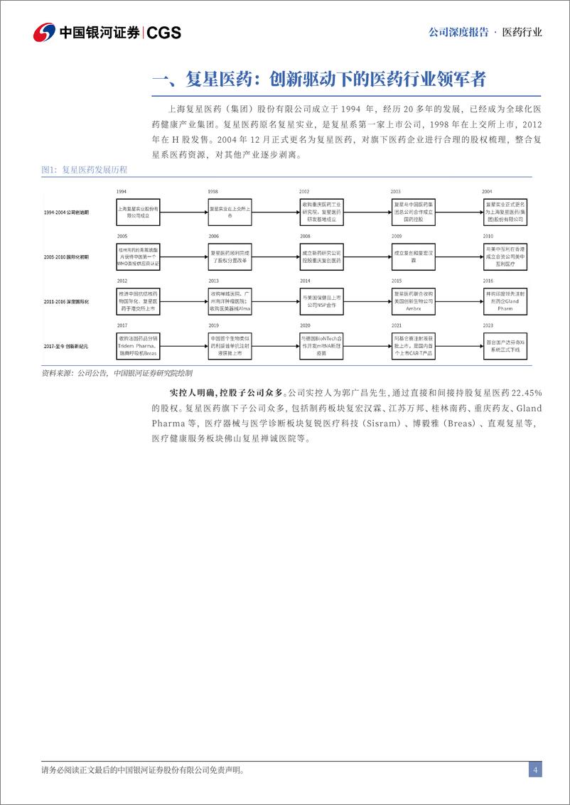 《复星医药(600196)深度报告：创新药板块表现出色，持续转型升级-240828-银河证券-22页》 - 第4页预览图