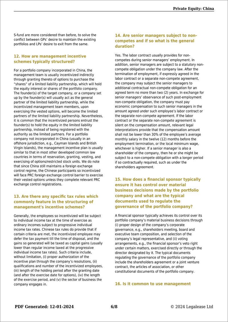 《环球律师事务所-2024年度私募股权国别比较指南之中国章节（英）-2024-8页》 - 第6页预览图