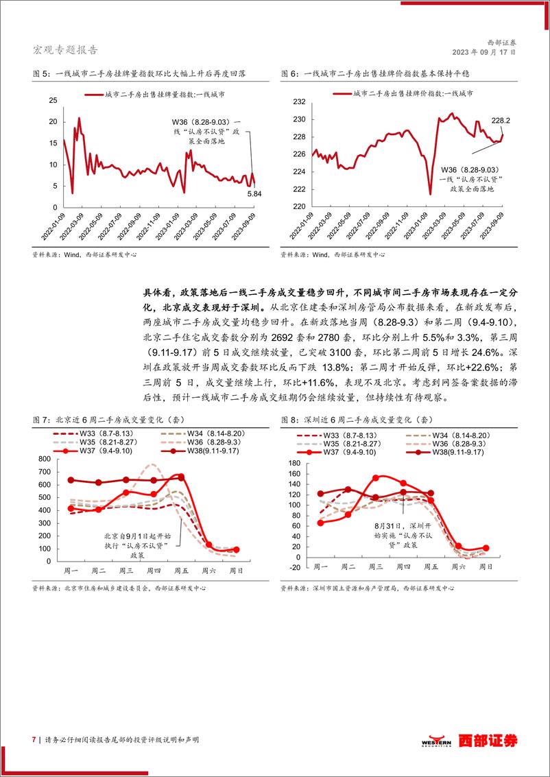 《“认房不认贷”全面落地后的五个问题：近期一线城市房地产市场有什么新变化？-20230917-西部证券-19页》 - 第8页预览图