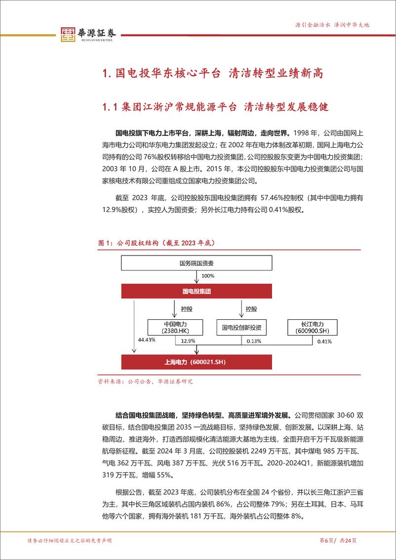 《上海电力-600021.SH-国电投区域旗舰 兼具盈利弹性和远期成长-20240519-华源证券-24页》 - 第6页预览图