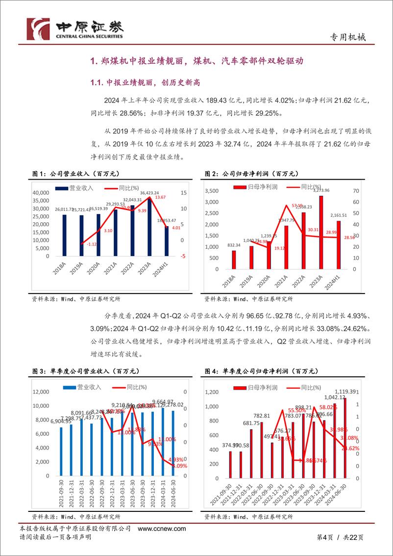 《郑煤机(601717)公司深度分析：中报快速增长，煤机、汽车零部件双轮驱动-240912-中原证券-22页》 - 第4页预览图