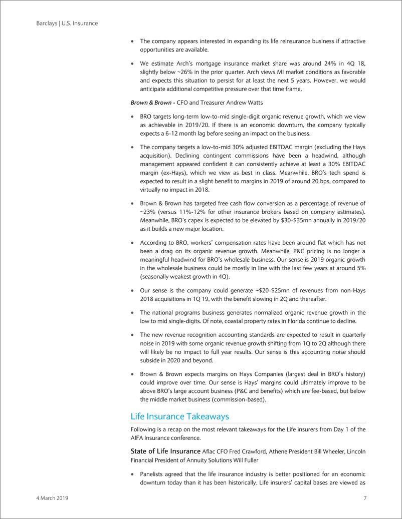 《巴克莱-美股-保险行业-美国保险业AIFA会议第1天要点：财险好于寿险-2019.3.4-24页》 - 第8页预览图