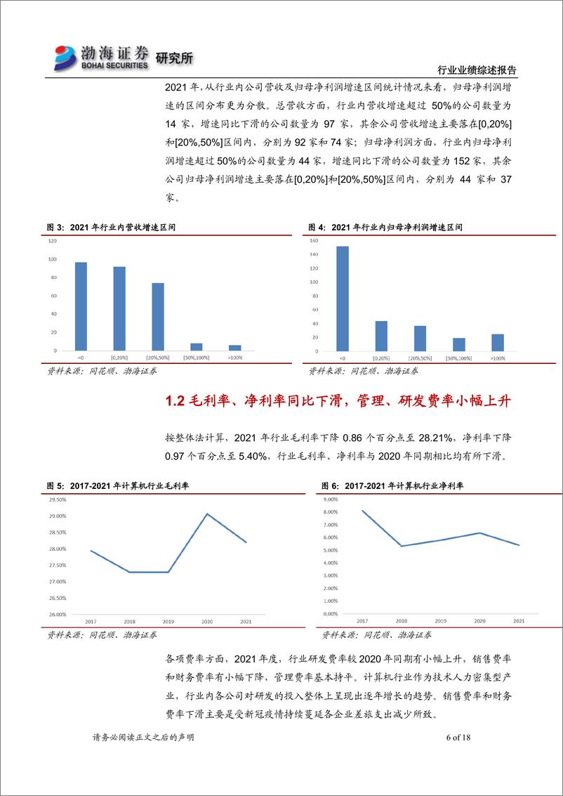 《计算机行业2021年报及2022一季报综述：盈利水平受疫情影响下滑，建议关注政策利好赛道-20220513-渤海证券-18页》 - 第7页预览图