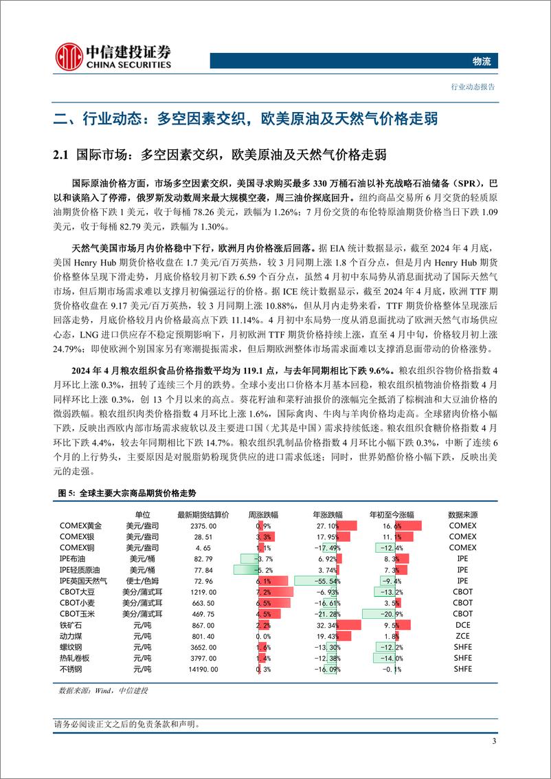 《物流行业动态：煤价越过低谷期稳中上涨，大宗谷物价格扭转连续三个月跌势-240512-中信建投-15页》 - 第6页预览图