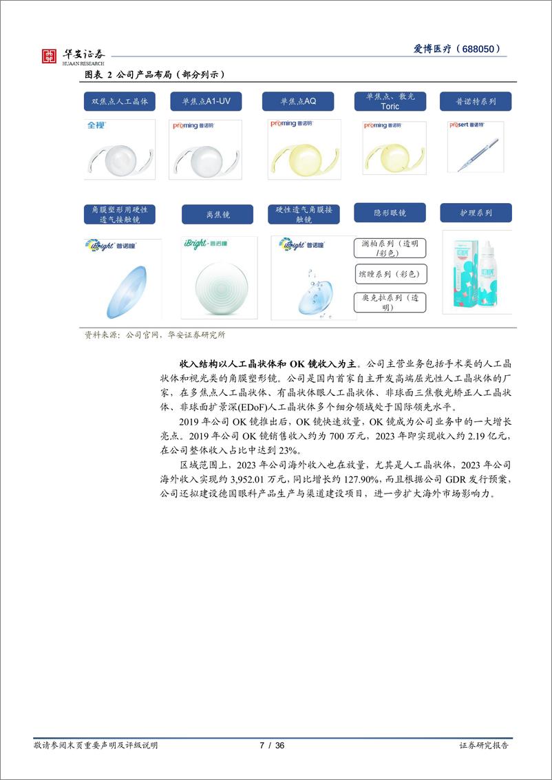 《爱博医疗(688050)高端晶状体放量可期，眼科平台公司增长强劲-240701-华安证券-36页》 - 第7页预览图