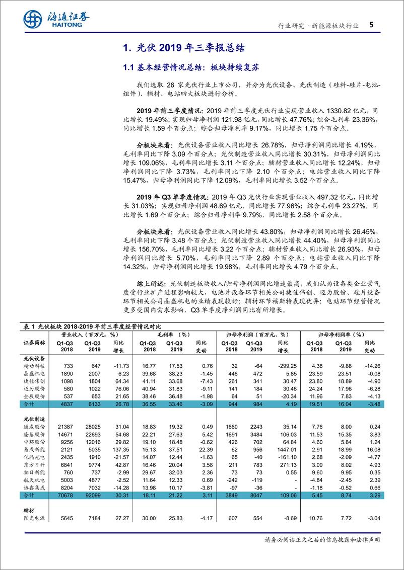 《新能源行业：光伏国内需求将释放，风电景气复苏明显-20191104-海通证券-24页》 - 第6页预览图