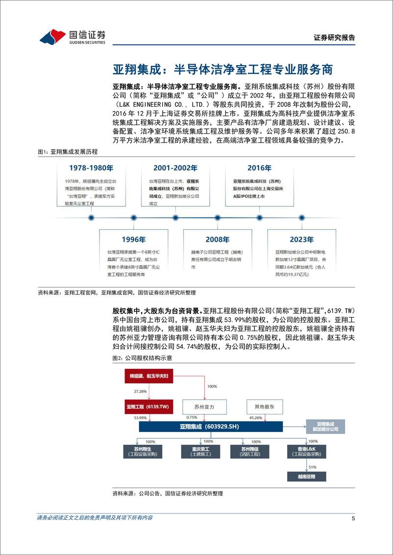 《亚翔集成(603929)聚焦半导体洁净室工程，海内外重大项目落地驱动业绩高增-240708-国信证券-31页》 - 第5页预览图