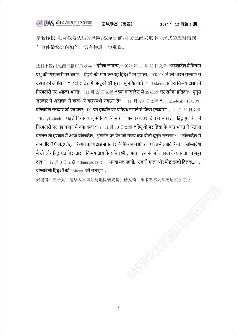 南亚地区《区域动态》12月第1期-孟加拉国逮捕ISKCON领导人引争议-16页 - 第7页预览图