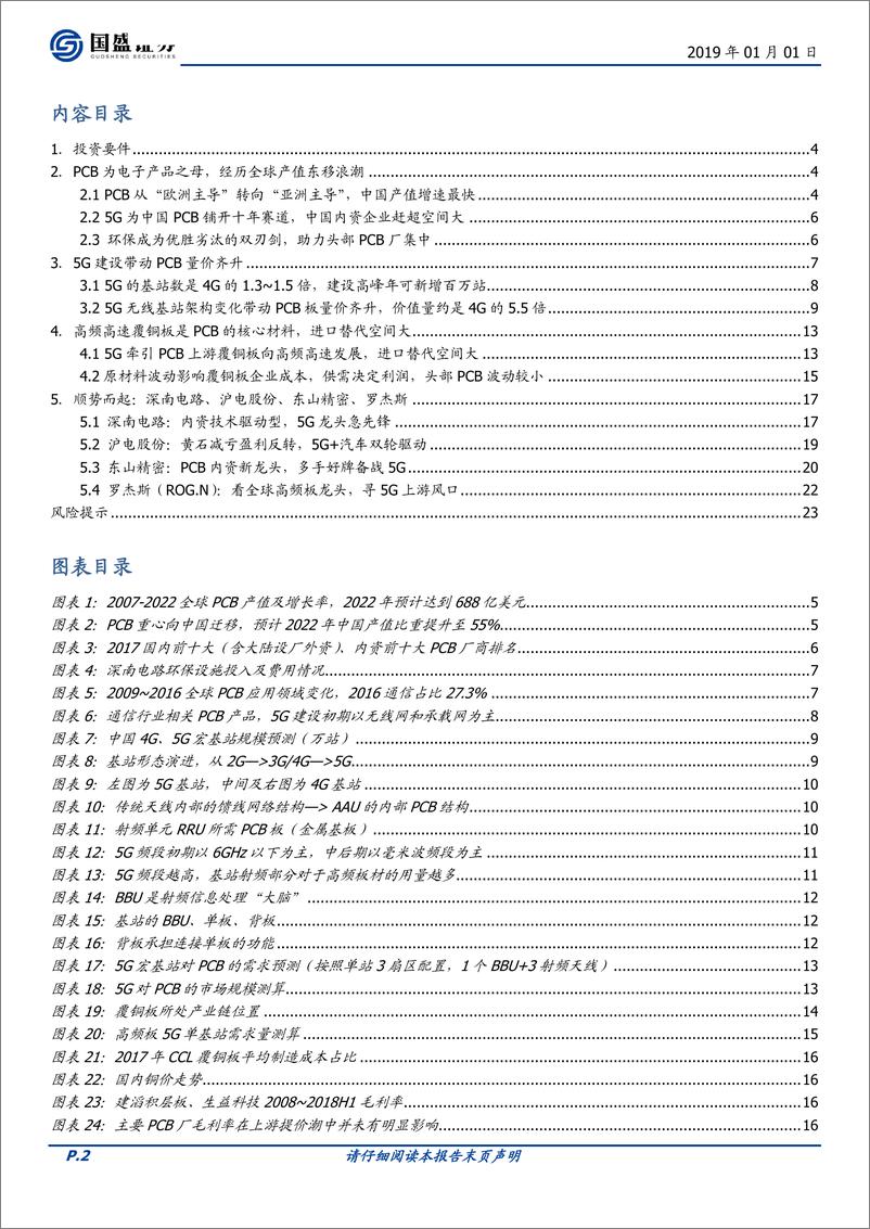 《通信行业5G系列报告之PCB深度：5G，中国PCB的下一个十年赛道-20190101-国盛证券-24页》 - 第2页预览图