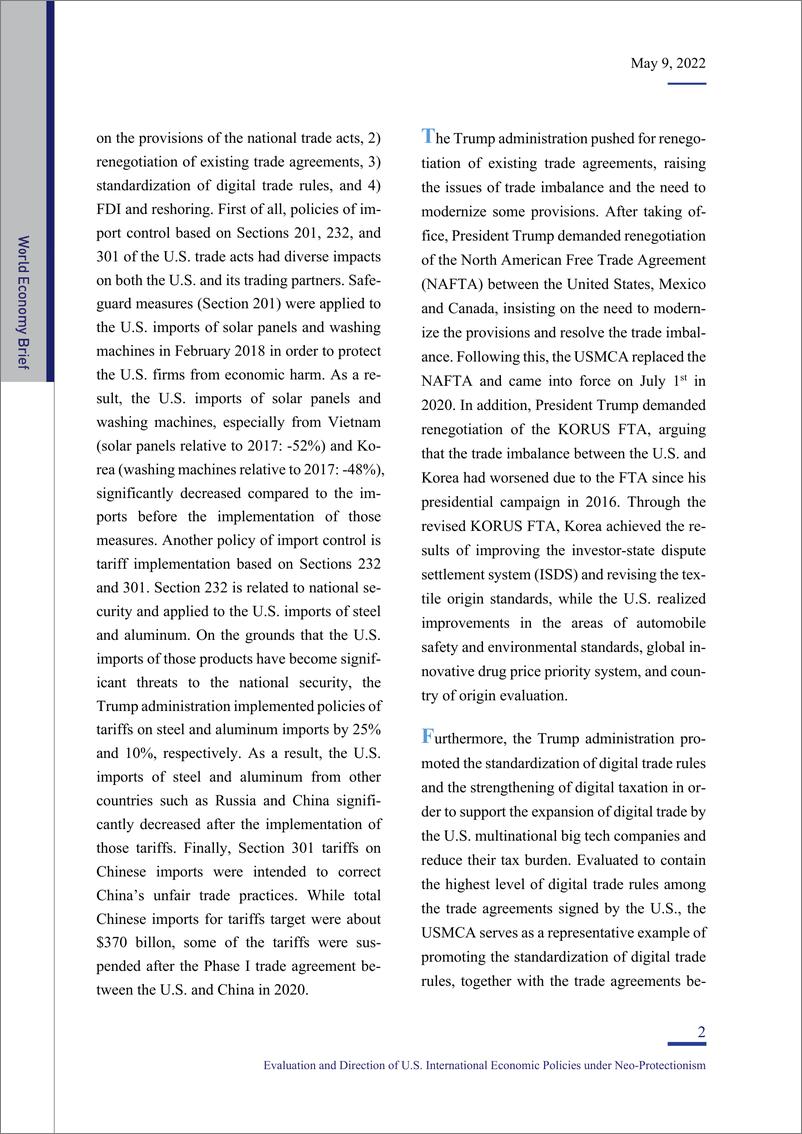 《韩国国际经济政策研究所-新保护主义下美国国际经济政策的评价与导向（英）-2022.5-12页》 - 第3页预览图