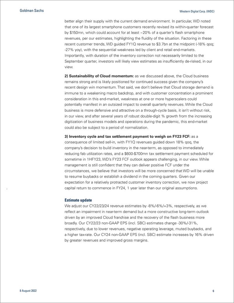 《Western Digital Corp. (WDC Above-average clienconsumer exposure to weigh on near-term fundamentals; FY4Q EPS recap(1)》 - 第7页预览图