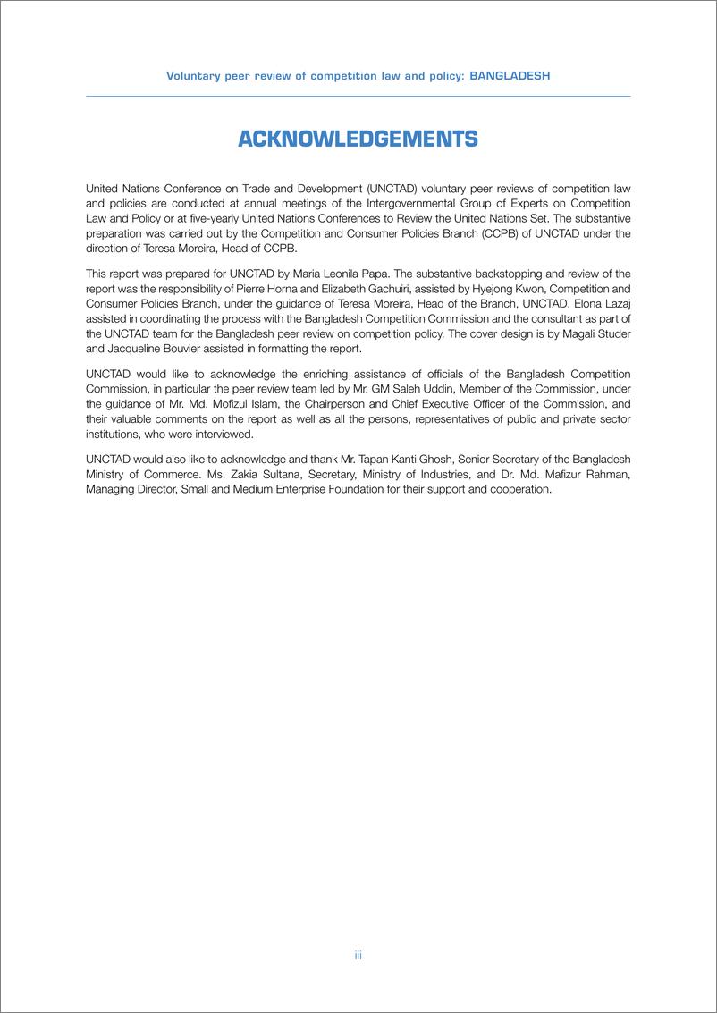 《联合国贸易发展委员会-竞争法和竞争政策自愿同行审查：孟加拉国（英）-2022.7-51页》 - 第5页预览图