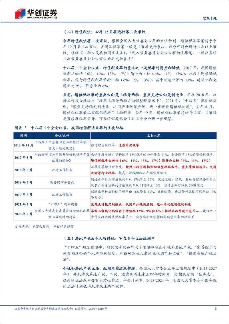 《【宏观专题】评人大及国务院2024年立法计划：立法计划中透露的财税改革信号-240513-华创证券-15页》 - 第8页预览图