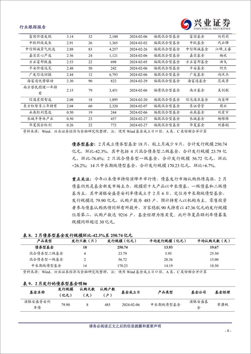 《非银金融行业公募基金市场月度跟踪(2024年2月)：债券型基金在零售市场打开局面-240328-兴业证券-16页》 - 第8页预览图