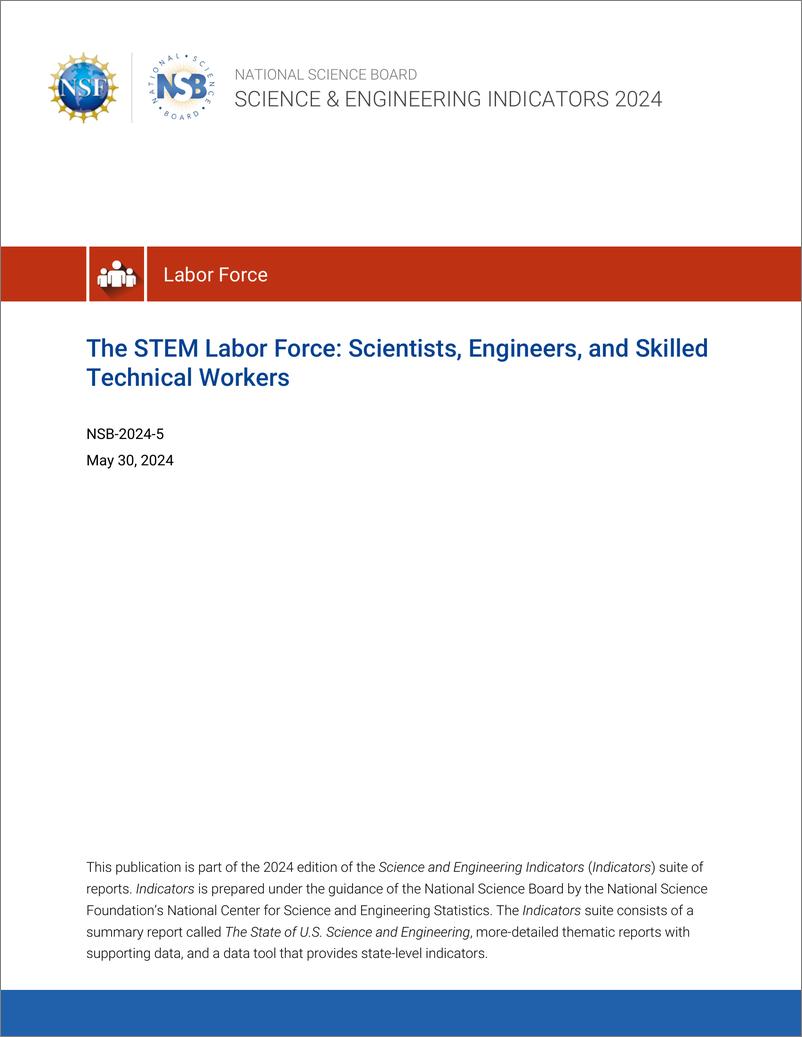 《美国国家科学委员会_2024年STEM 劳动力_科学家_工程师和熟练的技术工人报告_英文版_》 - 第1页预览图