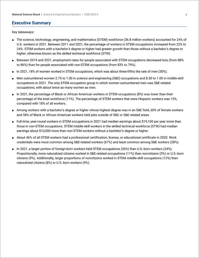 《美国国家科学委员会_2024年STEM 劳动力_科学家_工程师和熟练的技术工人报告_英文版_》 - 第7页预览图