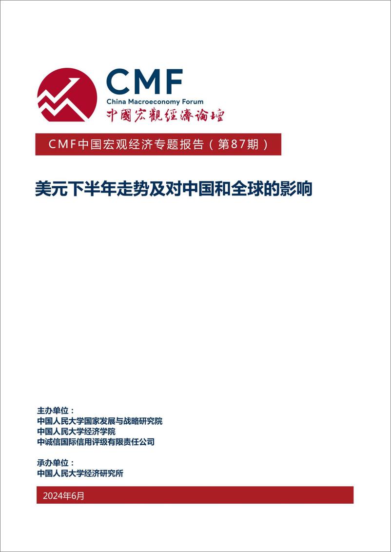 《CMF：中国宏观经济专题报告（第87期）：美元下半年走势及对中国和全球的影响》 - 第1页预览图