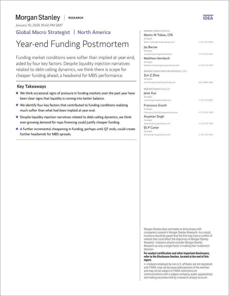 《Morgan Stanley Fixed-Global Macro Strategist Year-end Funding Postmortem-112727106》 - 第1页预览图