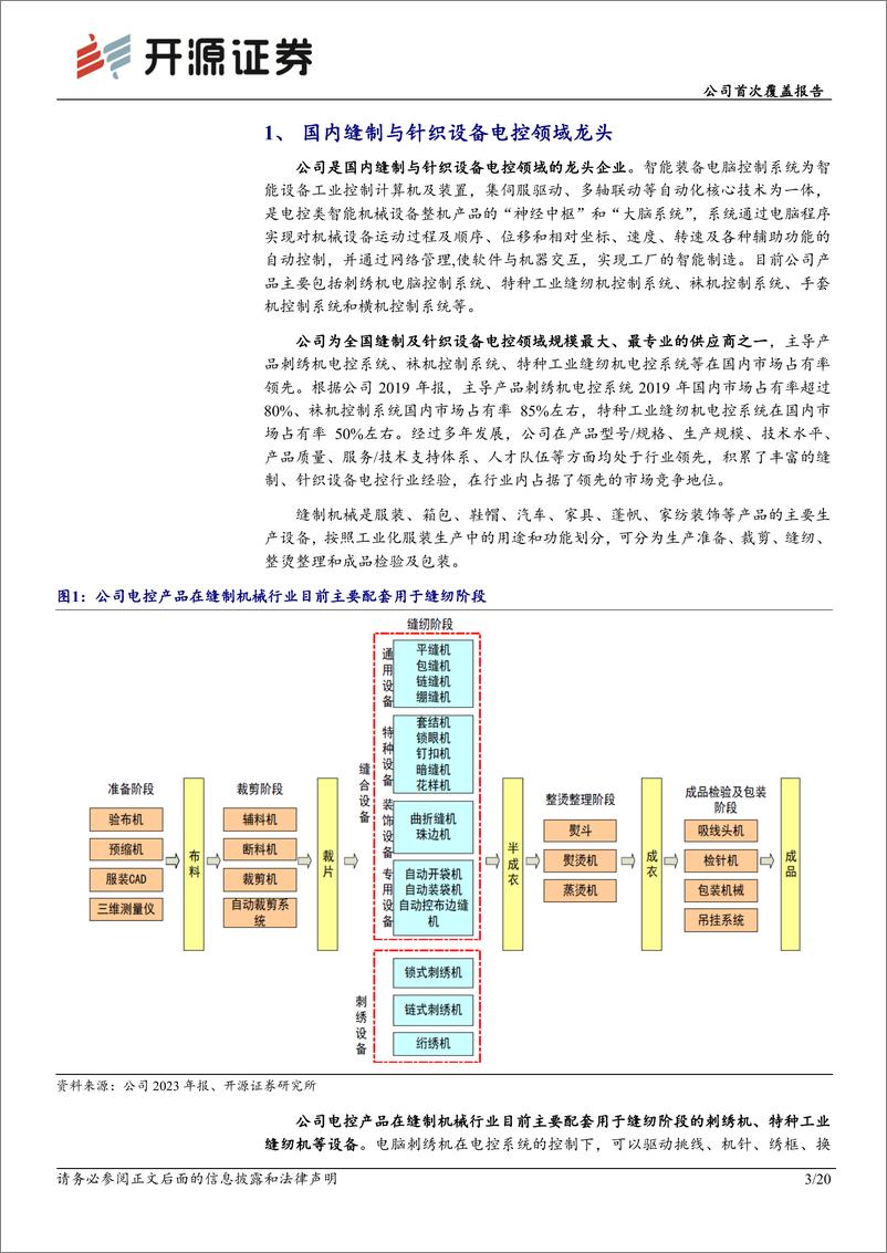 《大豪科技(603025)公司首次覆盖报告：缝制设备电控龙头，拐点或已至-240512-开源证券-20页》 - 第3页预览图