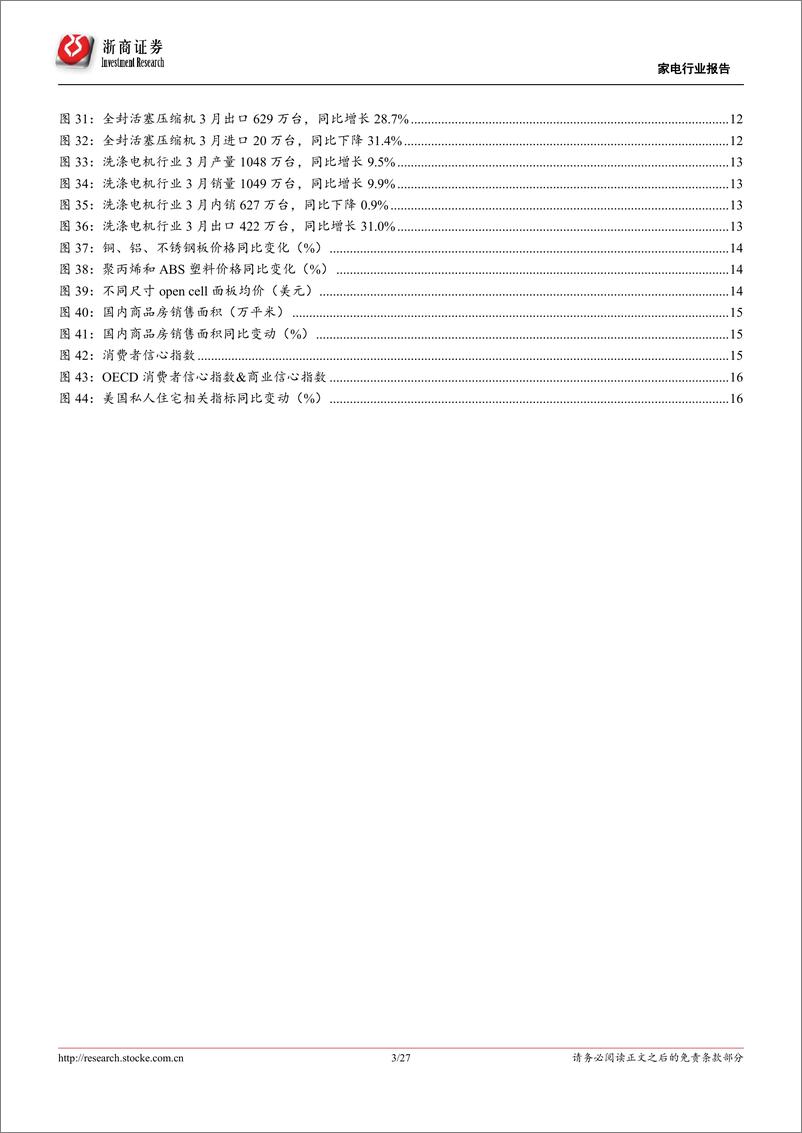 《家电行业3月数据报告：3月冰洗和黑电出口表现较好，原材料成本同比持续下降-20190505-浙商证券-27页》 - 第4页预览图