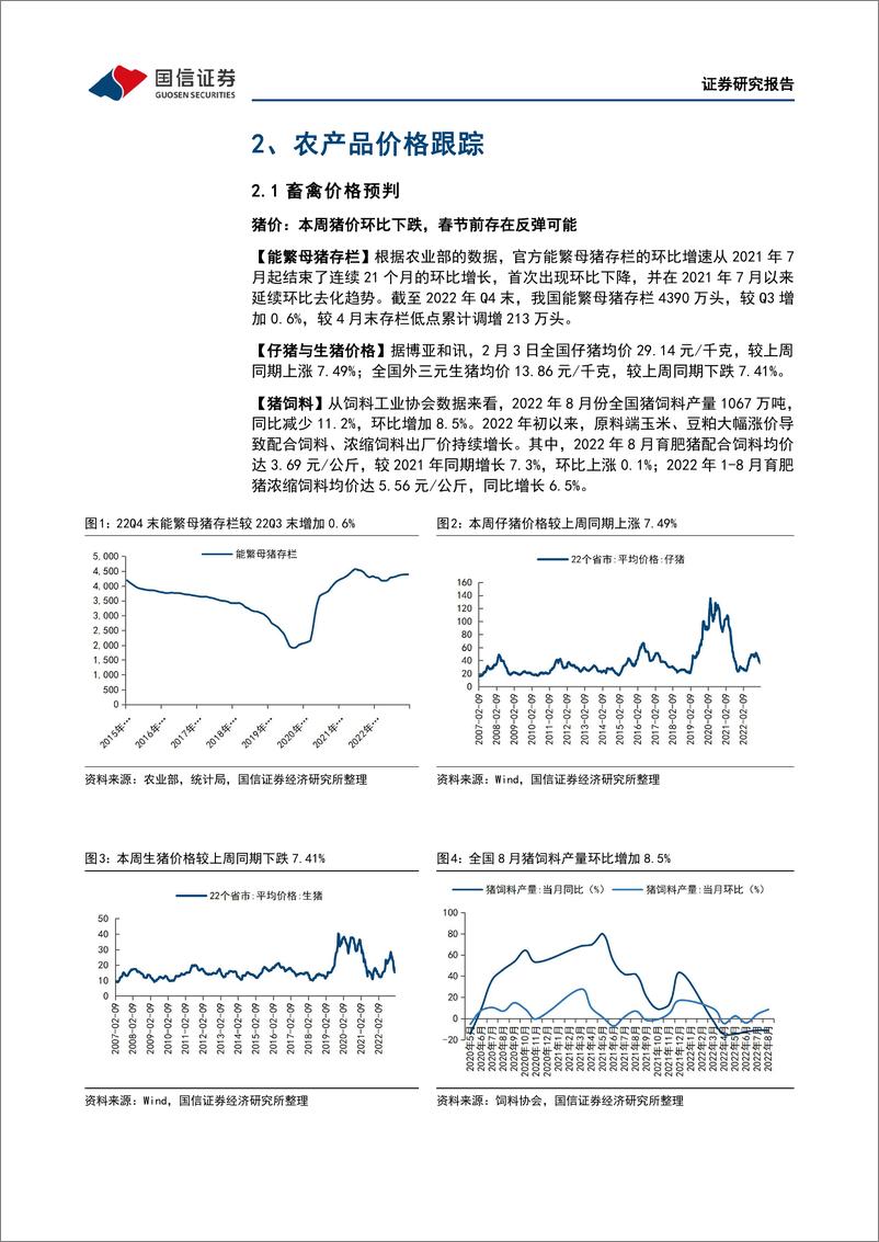 《农林牧渔行业农产品研究跟踪系列报告（58）：本周全国生猪均价环比下跌7.41%，仔猪均价环比上涨7.49%-20230205-国信证券-21页》 - 第7页预览图