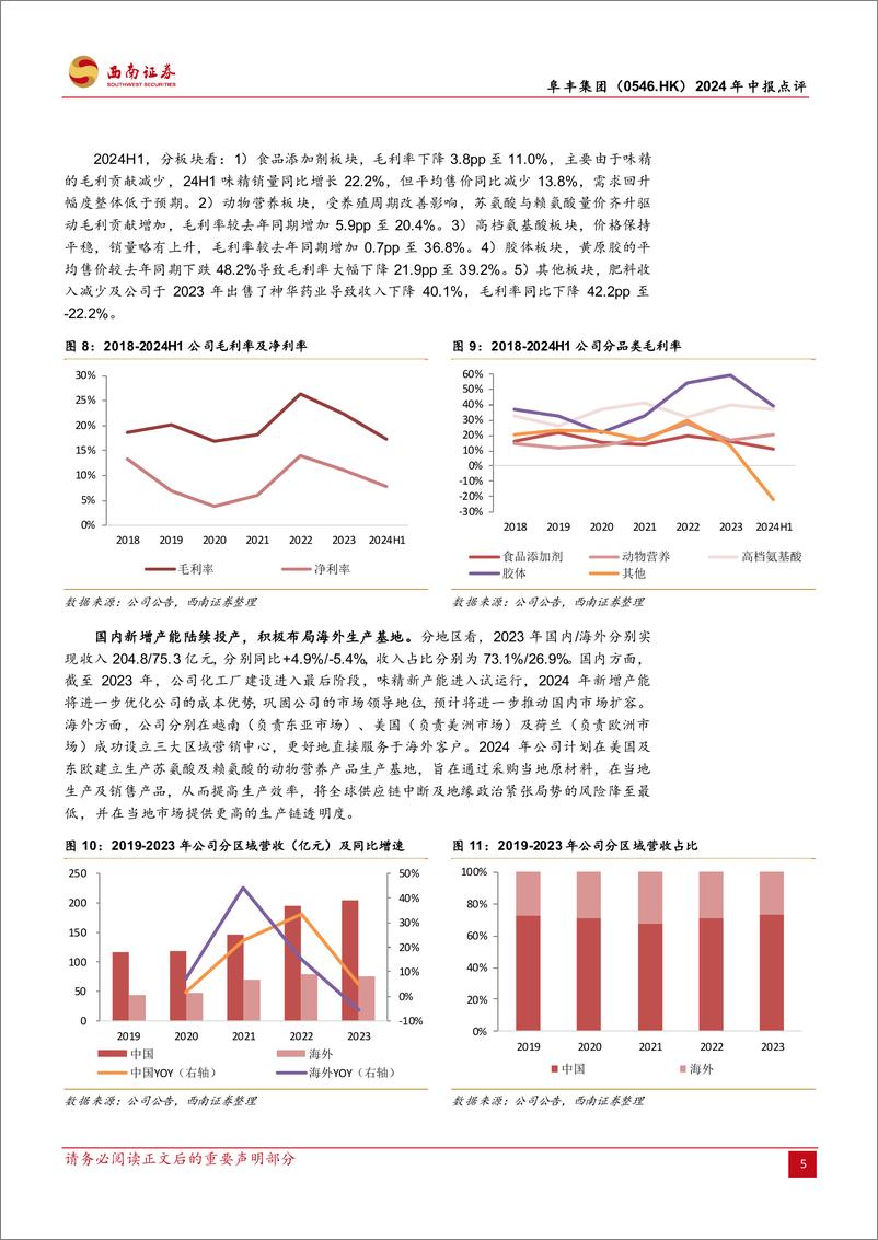 《阜丰集团(0546.HK)2024年中报点评：生物发酵龙头，多品类蓄势待发-240902-西南证券-12页》 - 第5页预览图