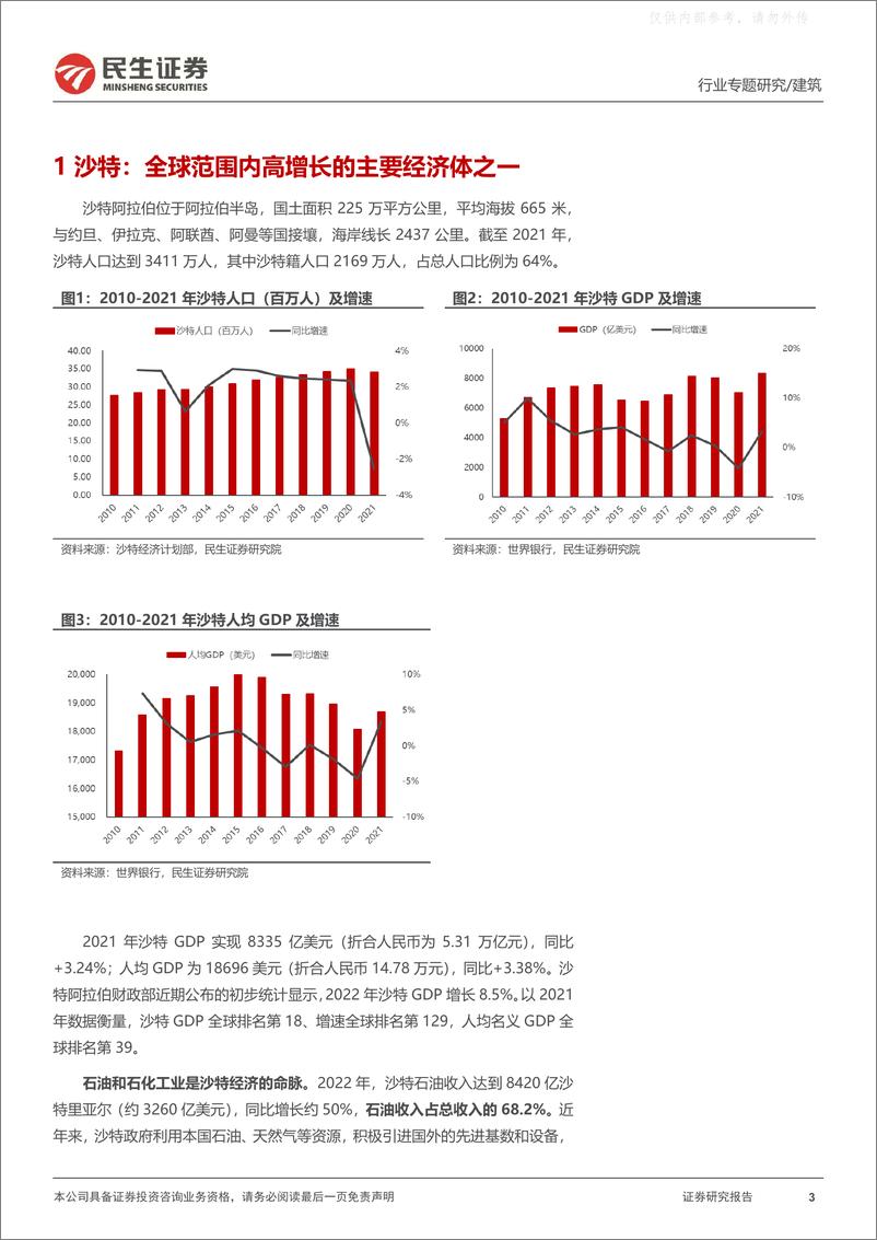 《民生证券-建筑行业“一带一路”专题报告二：沙特，高增长的经济体，基建、房建、新能源共舞-230413》 - 第3页预览图