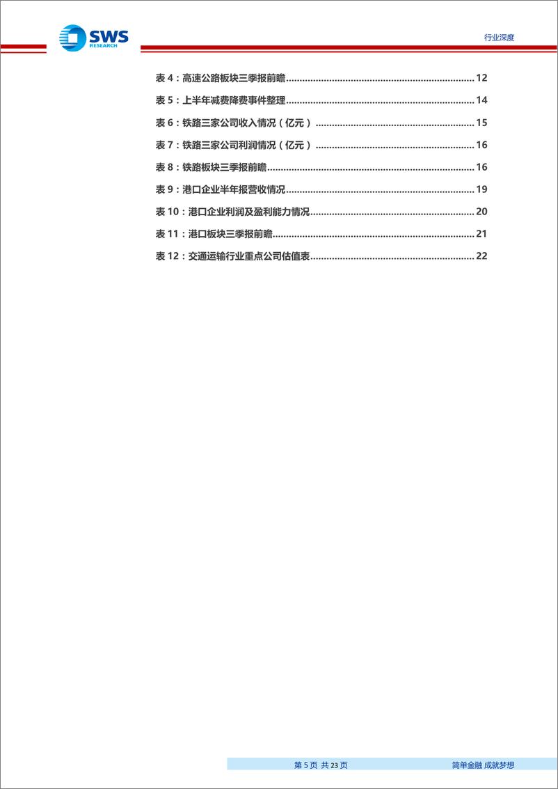 《交通运输行业公路铁路港口板块中报回顾及三季报前瞻：高速公路稳增长，铁路客货运有差异，港口整体吞吐增速放缓-20190911-申万宏源-23页》 - 第6页预览图