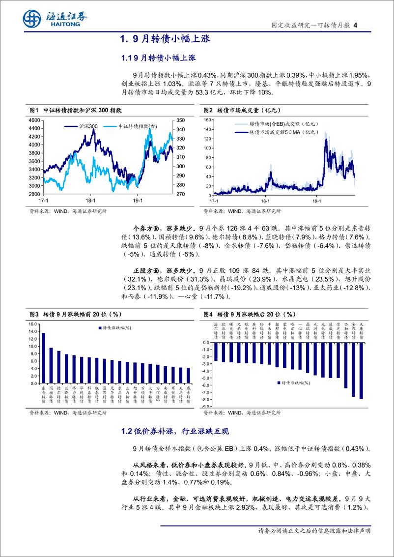 《可转债月报：市场震荡调整-20191007-海通证券-16页》 - 第5页预览图