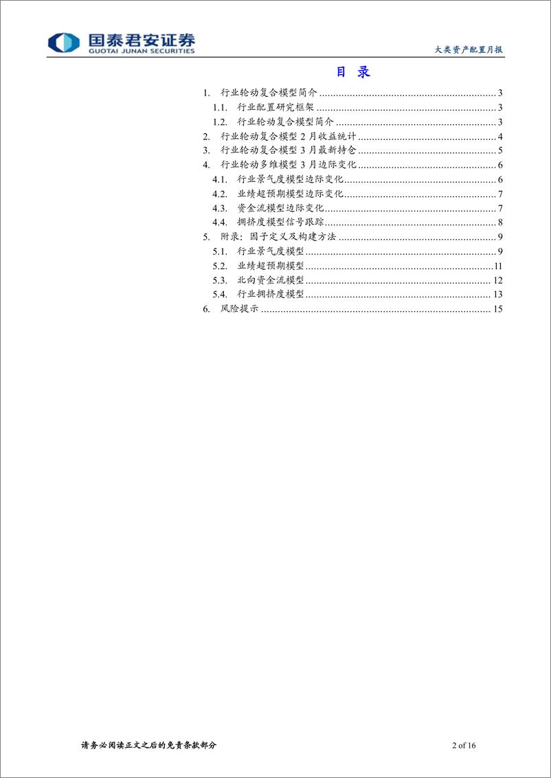 《量化行业配置月报第9期：2月电新板块拖累组合表现，商贸零售板块两次触发交易拥挤信号-20230301-国泰君安-16页》 - 第3页预览图